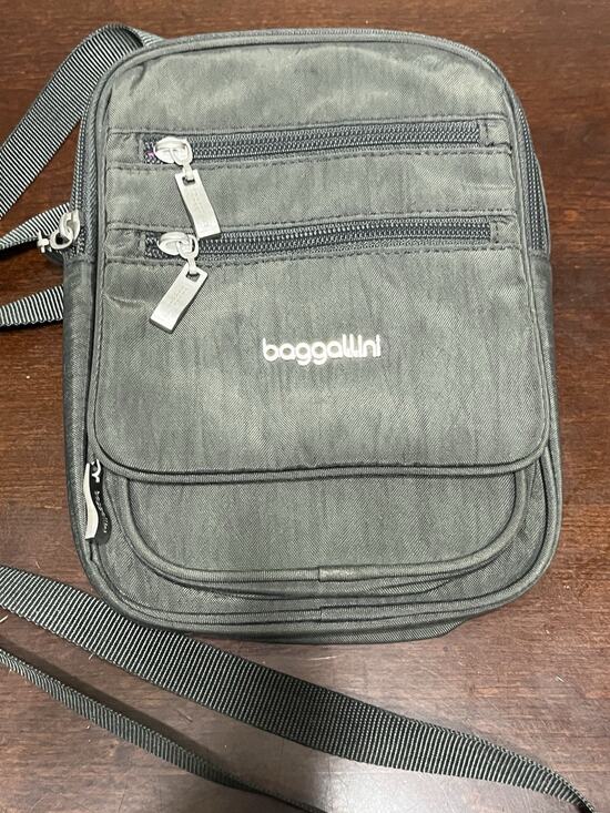 Baggallini Handbags - Baggallini Journey RFIDCrossbody Purse Travel Bag Small Dark Gray Purple Lining